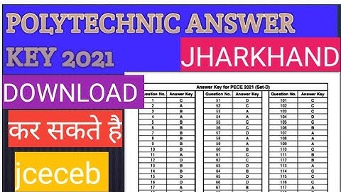 Polytechnic answer key OUT || How to download||JCECEB||2021JHARKHAND||