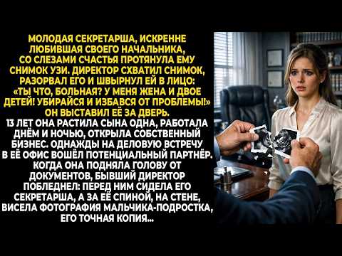 Молодая секретарша, искренне любившая своего начальника, со слезами счастья протянула ему снимок