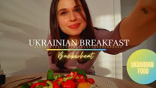 Ukrainian breakfast  crispy buckwheat with eggs