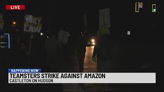 Teamsters strike against Amazon in Castleton-on-Hudson