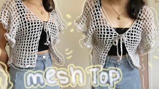 How to crochet 🧶 a Mesh Cardigan Top (tutorial) | -thresia - YouTube