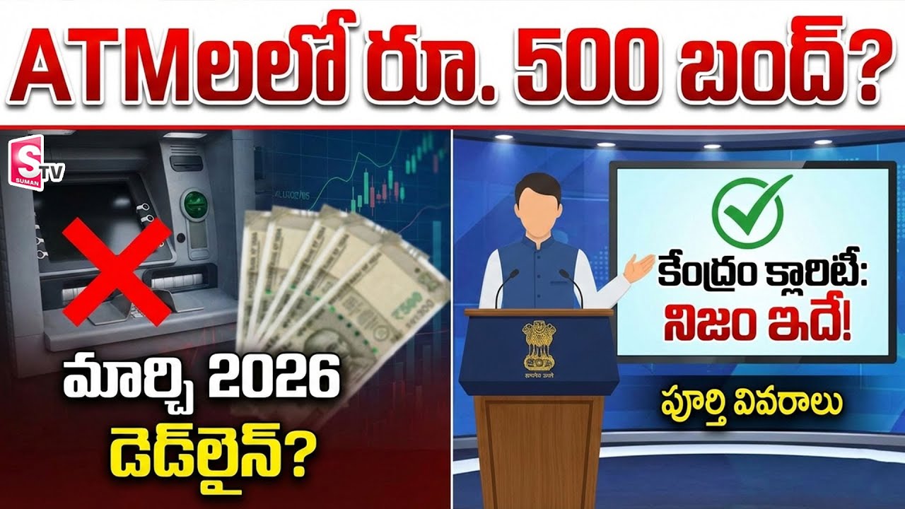 RBI discontinuing Rs 500 notes from March 2026? | ఏటీఎంల నుంచి రూ. 500 నోట్లు రావా? |SumanTV Naveena