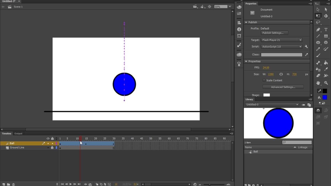 Adobe Animate CC: Lab 1 - Bouncing Ball - YouTube