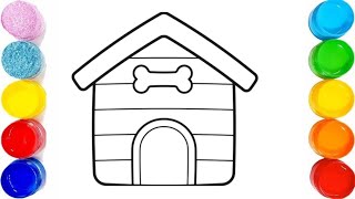 How to Color a Beautiful Dog House For kids Drawing painting and coloring for kids