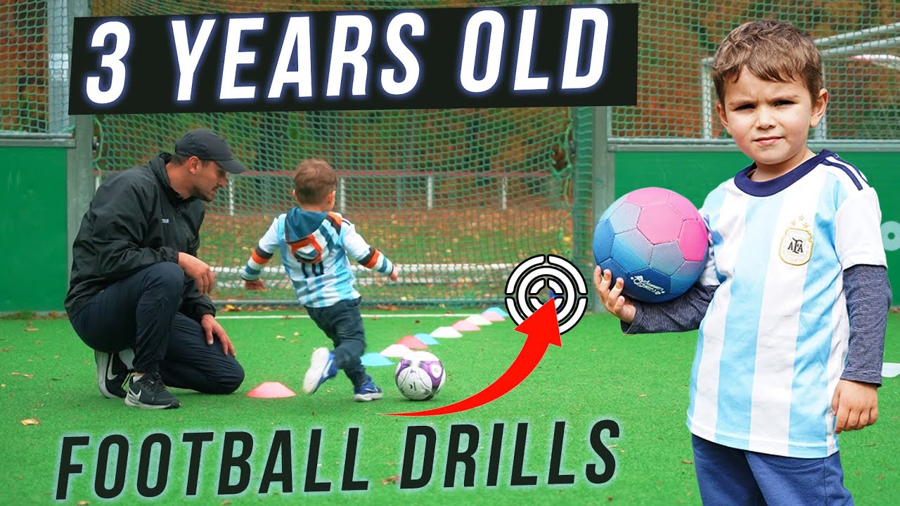 3 Years old Change Direction & Shooting football Drills - YouTube