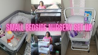 BEDSIDE NURSERY SETUP | SMALL APARTMENT | BABY GIRL | SMALL BEDSIDE NURSERY | SHARED NURSERY