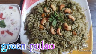 pulao with pachdi | green pulao recipe | ग्रीन पुलाव | green rice | coriander rice | mint rice