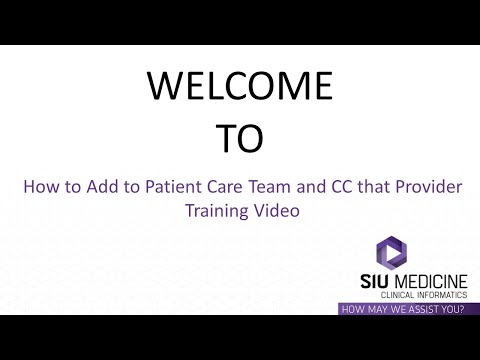 How To Add to Patient Care Team and CC that Provider