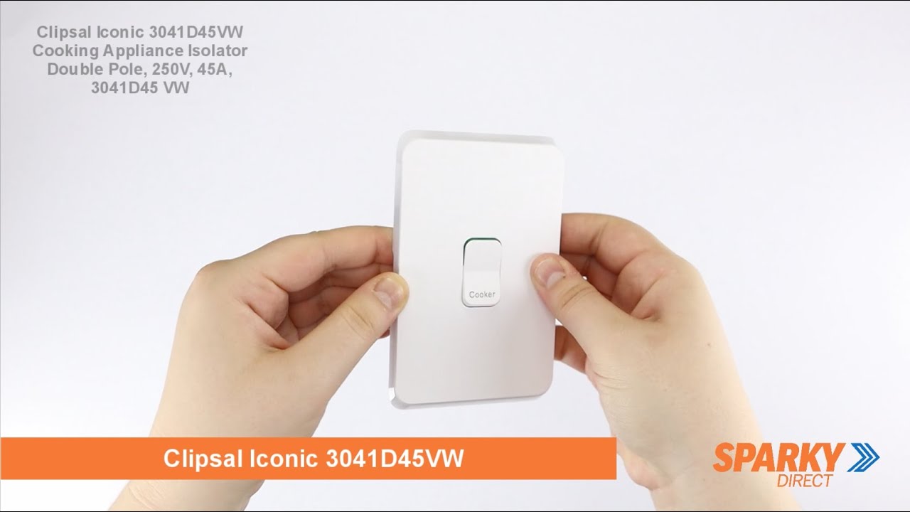 Clipsal Iconic 3041D45VW Cooking Appliance Isolator Double Pole, 250V