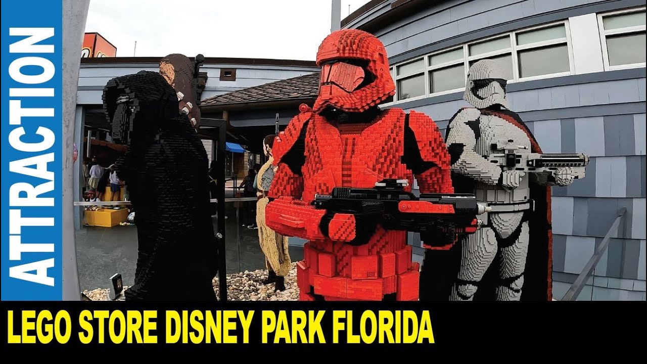 The Lego Store in Disney Springs Orlando Florida many large plastic brick displays | Jarek in USA