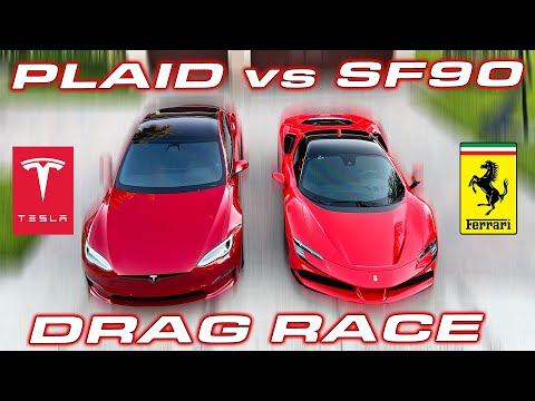 HOW TO BEAT A PLAID * 1,000 HP BATTLE * Ferrari SF90 vs Tesla Plaid DRAG RACE