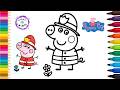 Peppa Pig Wearing A Firefighter Costume Cute Easy Drawing And Coloring #peppapig #rainingcolors