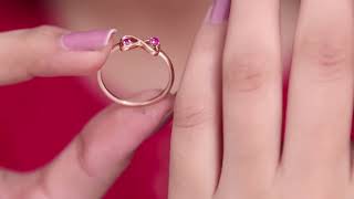 Heart Created Ruby and Diamond Infinity Ring for Women