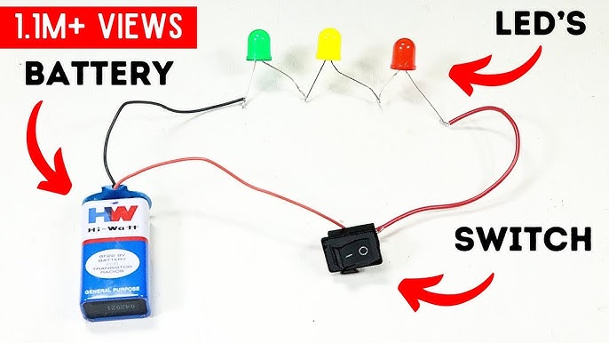 How to connect LED with 9v battery - Resistor, LED, 9v battery connection  tutorial 