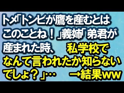 【スカッとする話】トメ「トンビが鷹を産むとはこのことね！」義姉「弟君が産まれた時、私学校でなんて言われたか知らないでしょ？」→結果ｗ【スカッと便り】