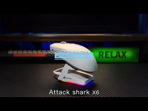 Игровая безповодная мышка Attack Shark X6 Black с док. станцией, сесссор PAW3395, (2,4\Bluetooth\USB), 26000 DPI, видео 1