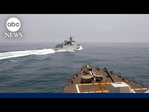 Navy releases video of close call with Chinese warship in Tawain Strait.