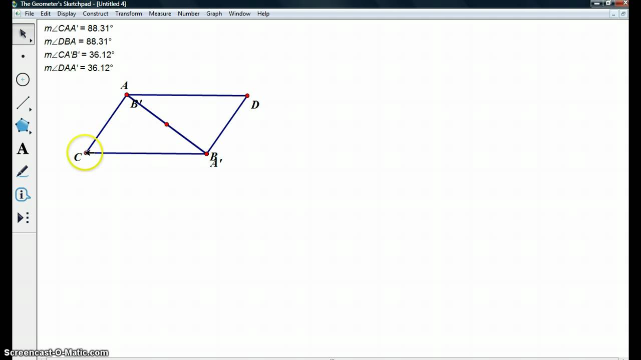 Constructing a parallelogram via rotation - YouTube