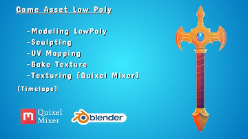 (Full) Modelling Low Poly Stylized Weapon in Blender & Quixel Mixer