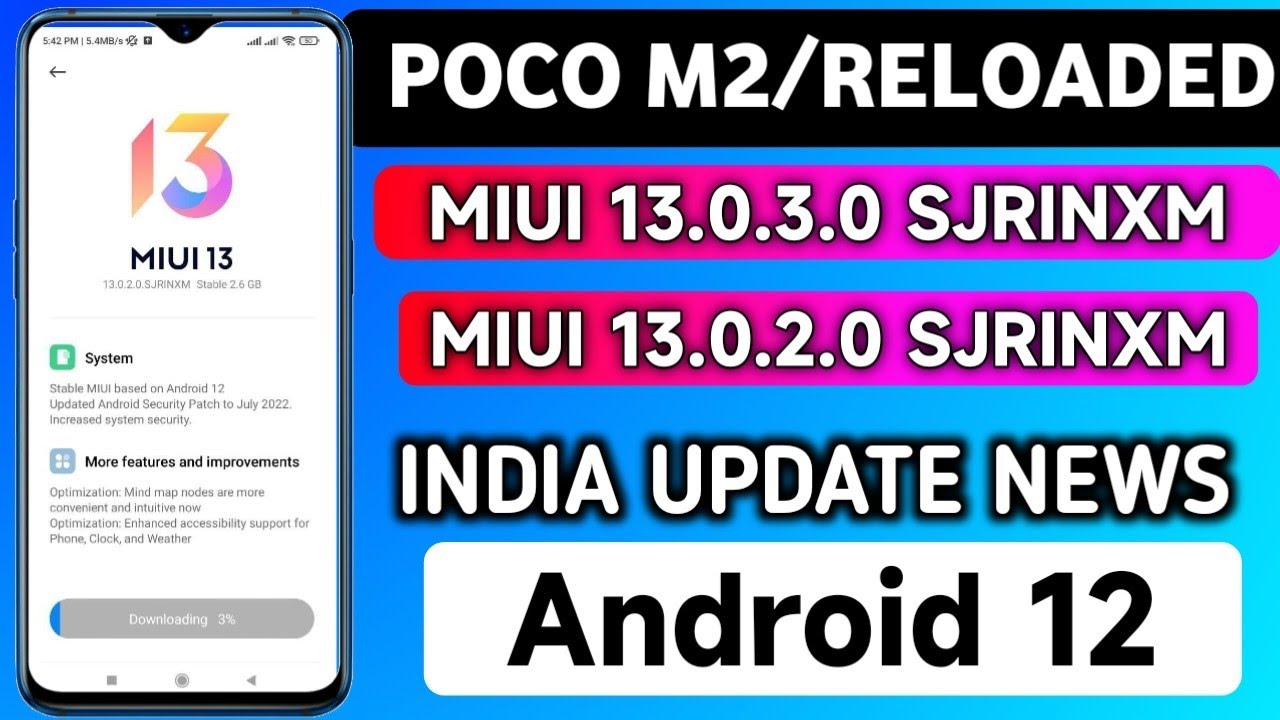 Poco M2/Reloaded Miui 13 & Android 12 Update India News | - YouTube