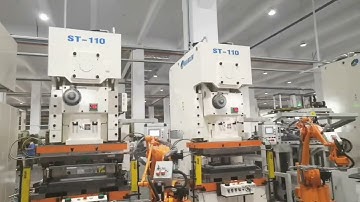 Servo presses and mechanical presses link with transfer robots