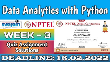 NPTEL 2022: Data Analytics With Python Week 3 Quiz Answers | Assignment 3 Answers | IIT Roorkee