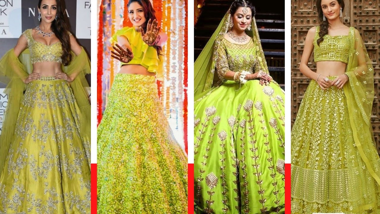 Beautiful Parrot Green Colour Lehenga Design Lime Green Colour