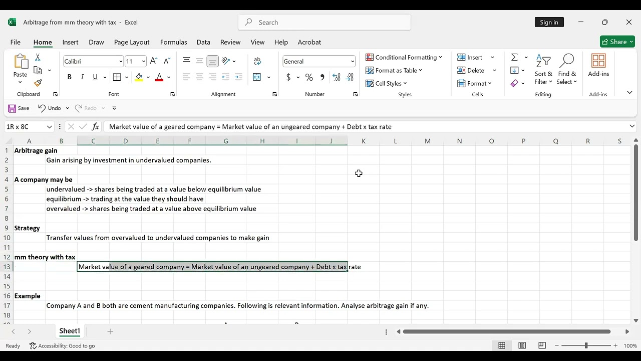 Arbitrage gain and mm theory with tax