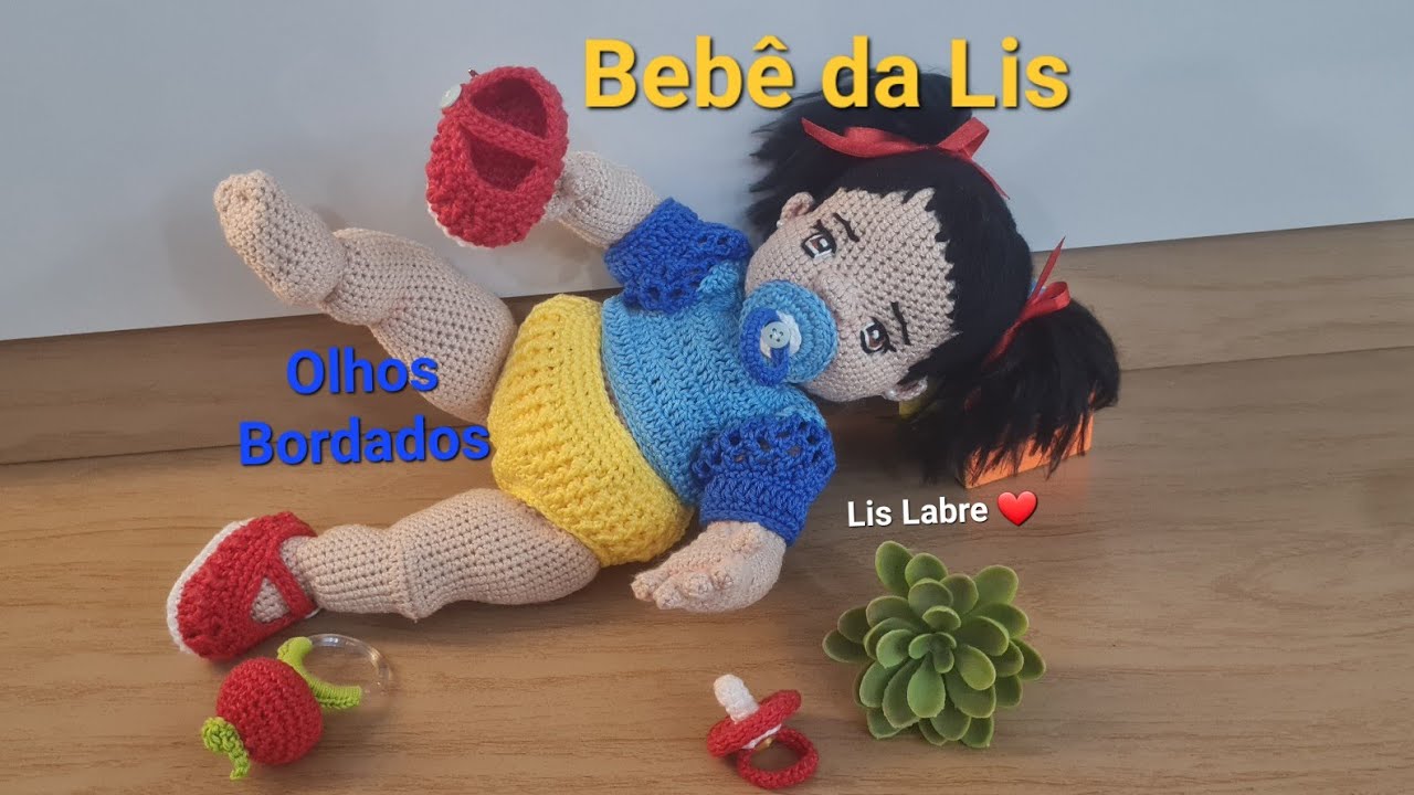 Olhos Bordados- Bebê da Lis- Lis Labre amigurumis- Bebê realista articulada