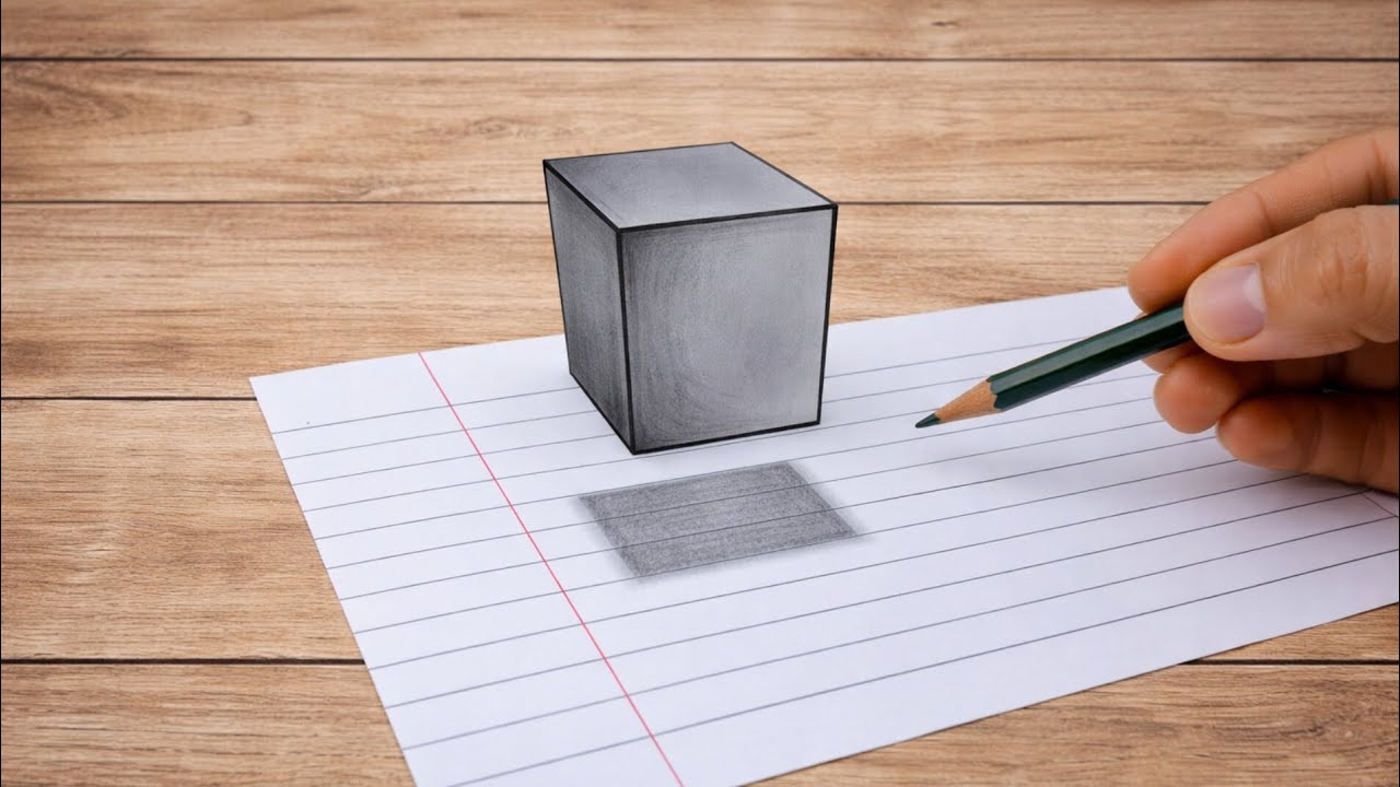 How to Draw a 3D Cube Step by Step 🔥 | Easy 3D Drawings