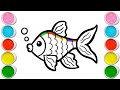 How to draw fish and color rainbow fun for kids