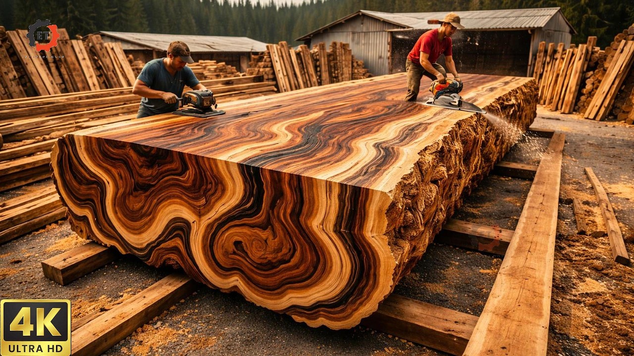 Inside the Massive Wood Workshop: From Giant Trees to Stunning Luxury Dining Tables