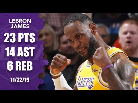 LeBron flexes on the Thunder with his 7th straight double-double | 2019-20 NBA Highlights