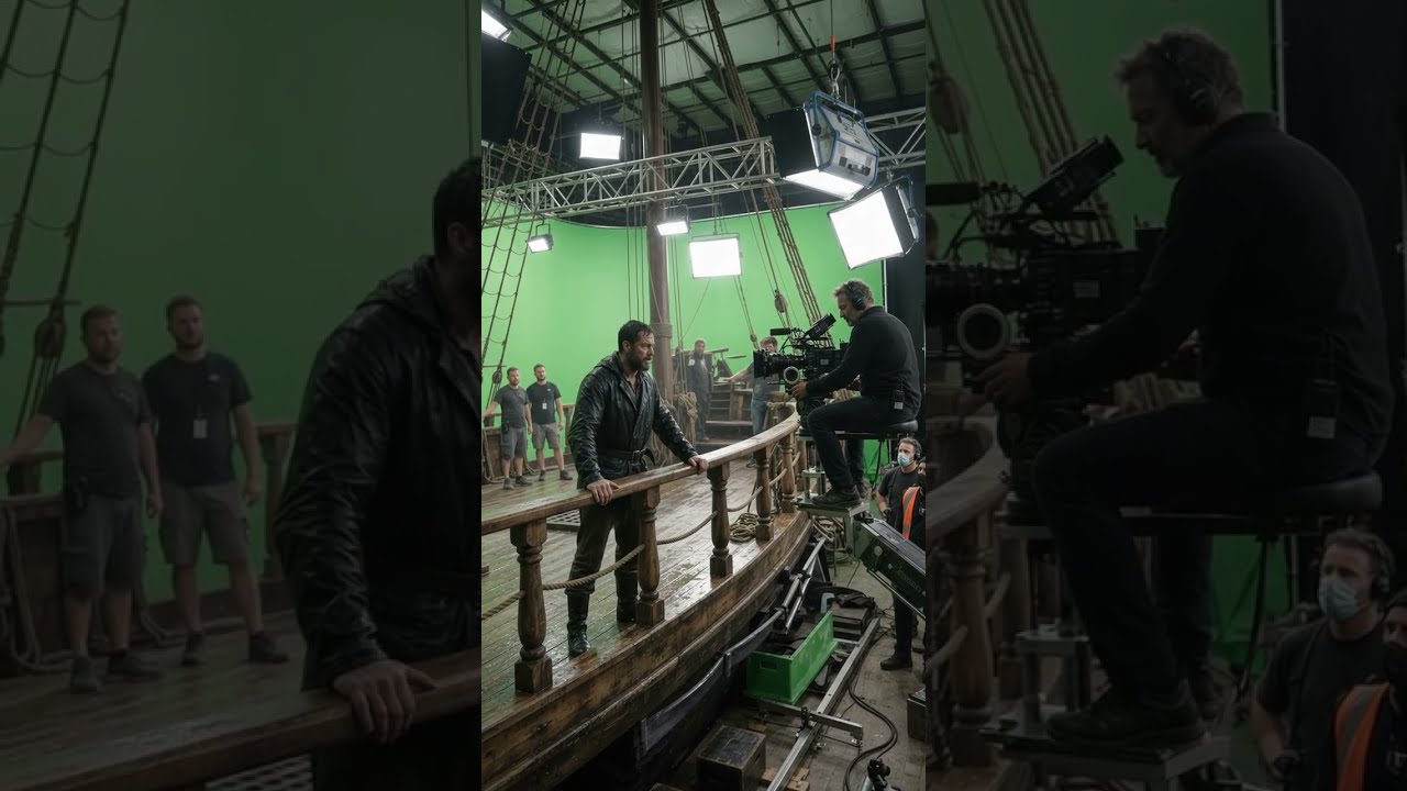 Studio set vs. final movie magic! 🎬⛴️ What looks like a calm ship
