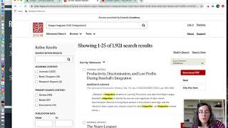 Research 5: JSTOR Access and Advanced Search