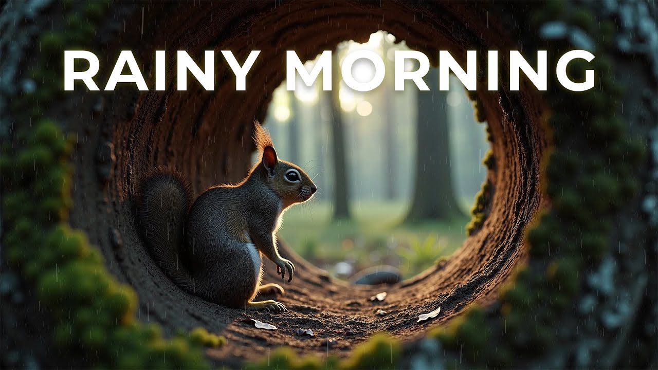 Rainy Morning Forest 🌧️🐿️ Natural Rain Sounds & Birds for Sleep (2 Hours)