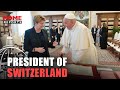 Vatican  president of switzerland gives pope a tango album as a present