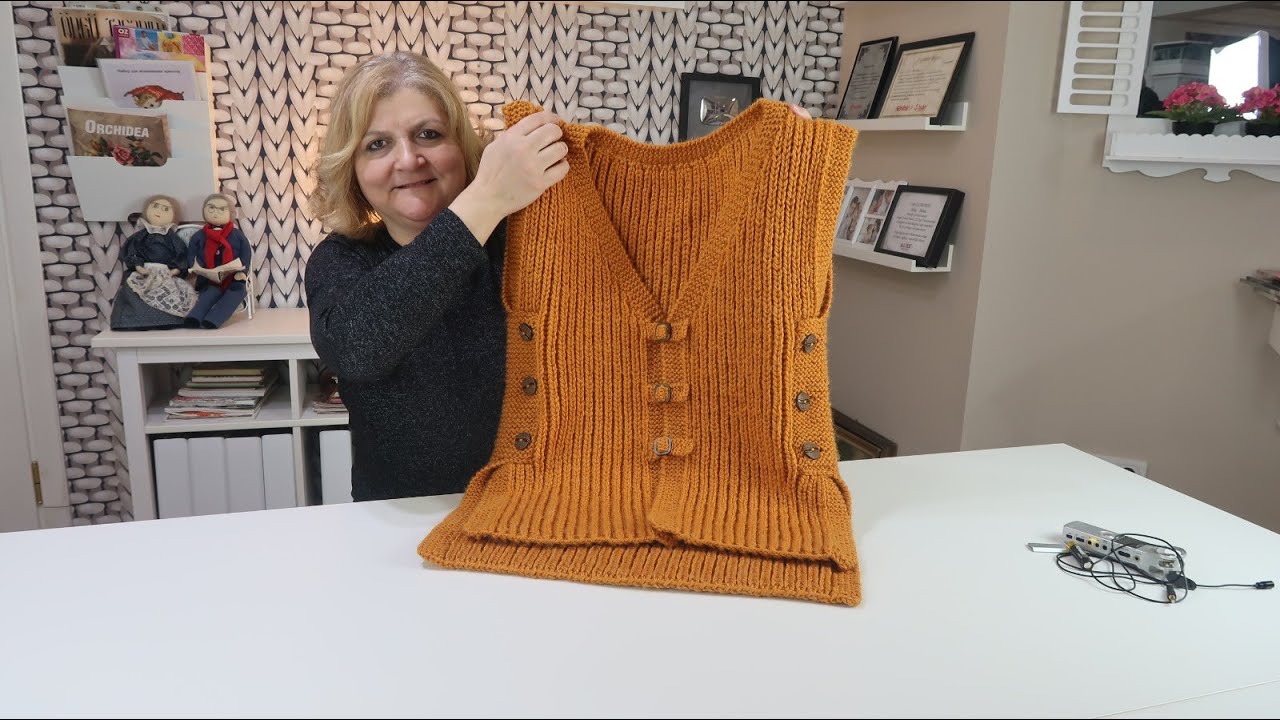 Yandan düğmeli kadın yeleği nasıl örülür? Örgü Modelleri