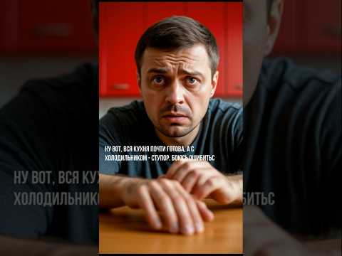 Белый холодильник на красной кухне. Консультация дизайнера интерьера #консультациядизайнера #cusenus