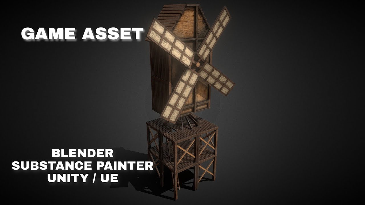 Medieval Mill - Game Asset - Blender & Substance Painter