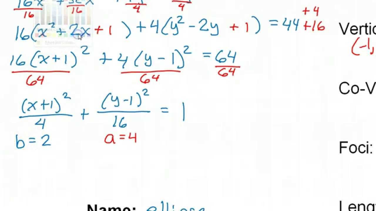 Day 7 HW Test D Part 2 Circle, Parabola, Ellipse