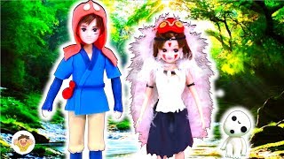 リカちゃん もののけ姫のサンとアシタカに変身❤衣装を粘土で手作り⭐ジブリの服をDIY♪おもちゃ 人形 アニメ