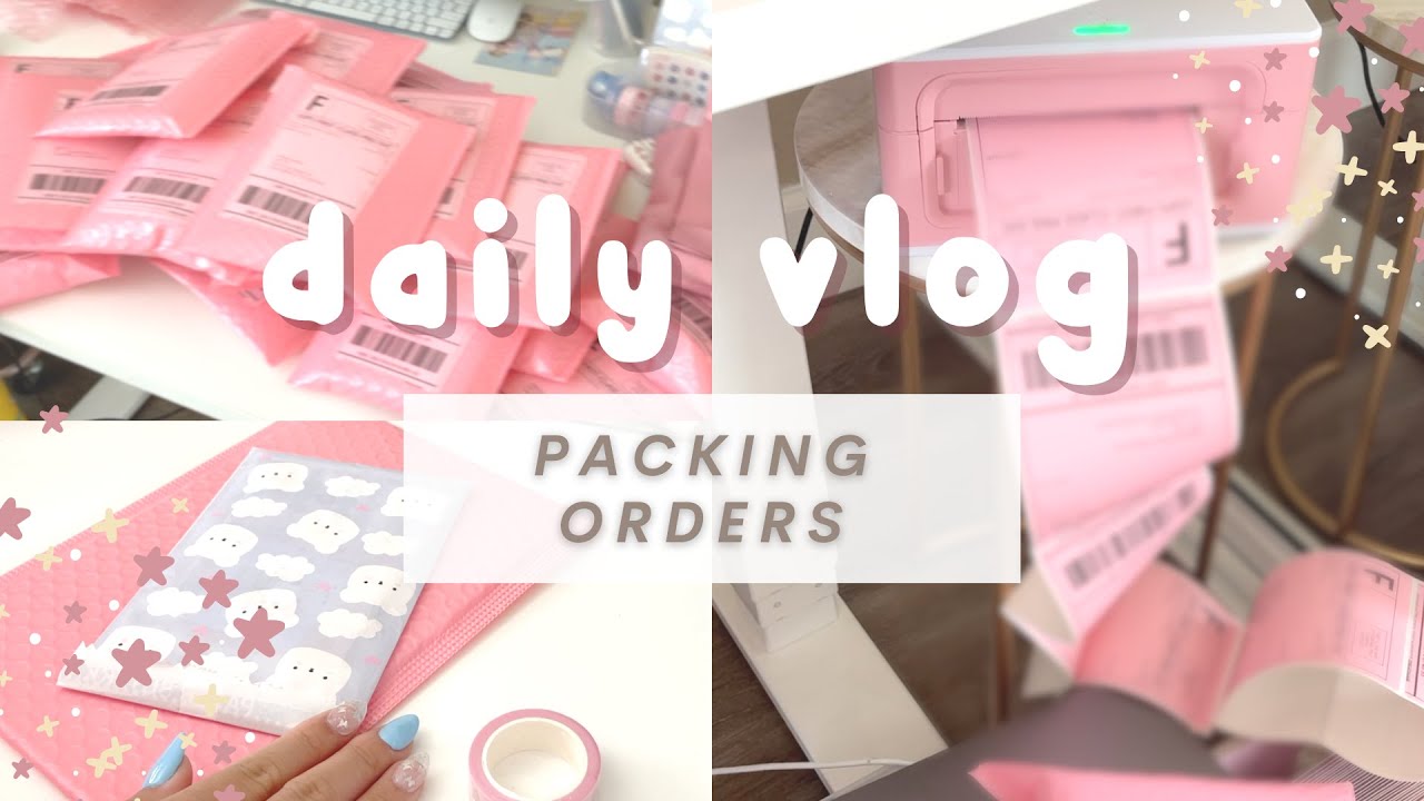 sticker store  Update 2022  daily vlog 📦  packing orders, unboxing new stationery | sticker store vlog ft. MUNBYN🌙