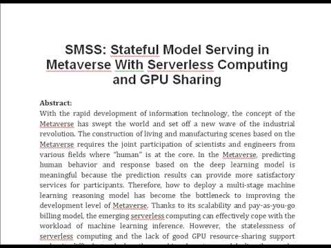 SMSS  Stateful Model Serving in Metaverse With Serverless Computing and GPU Sharing