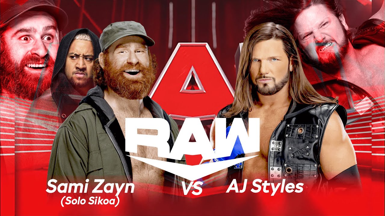 WWE Full Match Sami Zayn vs. AJ Styles - Raw 2022 (Solo Sikao ) - YouTube