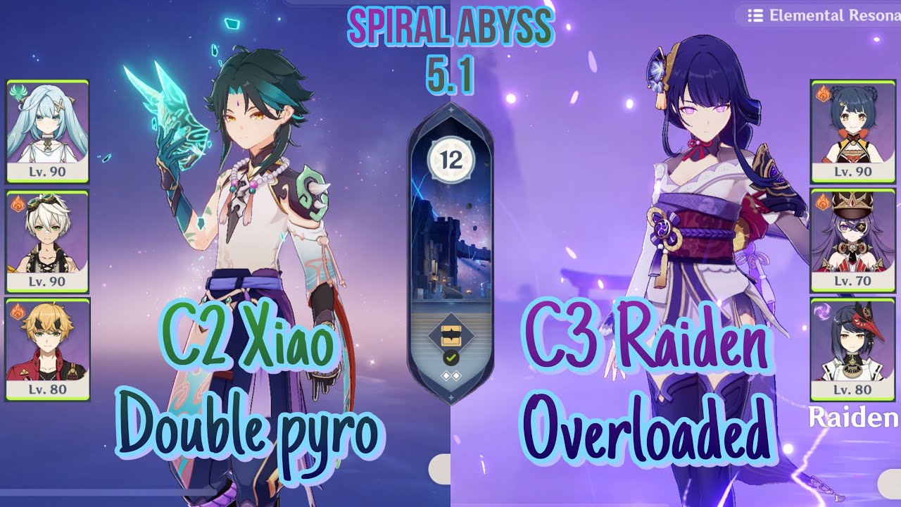 C2 Xiao double pyro & C3 Raiden overloaded | spiral abyss 5.1 | Genshin ...