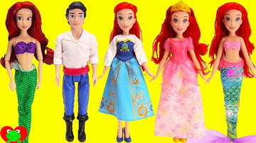 Unboxing 3 Princess The Little Mermaid Ariel and Prince Eric