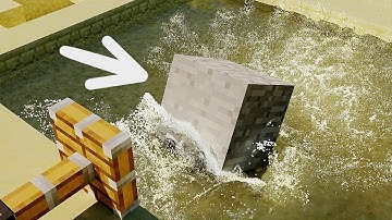 I throw a minecraft stone into realistic water with a piston