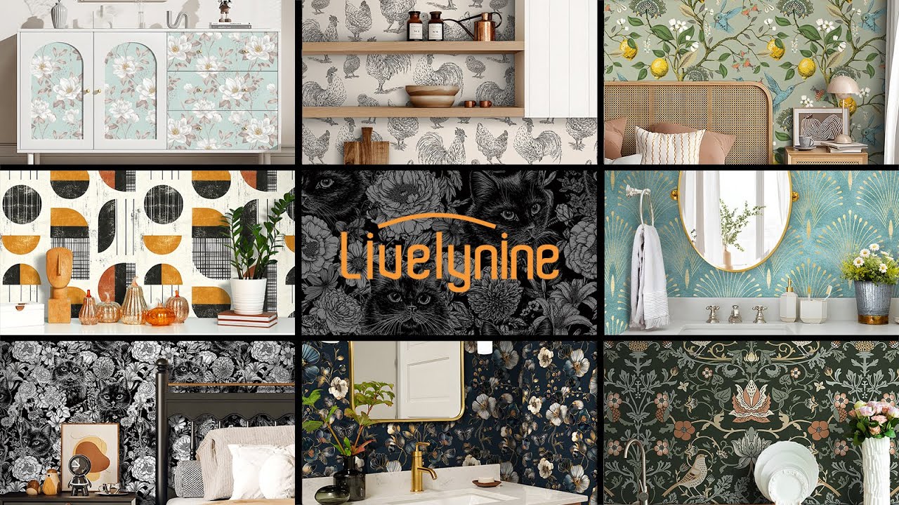Livelynine Stick and Peel Wallpaper Removable Animal for Walls Bathroom Contact Paper Self Adhesive