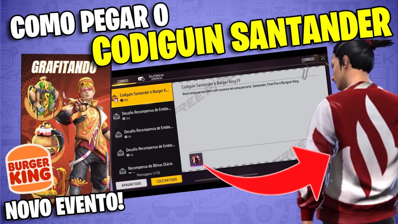 CODIGUIN FF Infinito: código Free Fire da Jaqueta Santander 2023